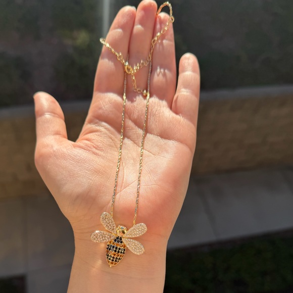 Gold Honey Bee Pendant Necklace - Picture 8 of 8